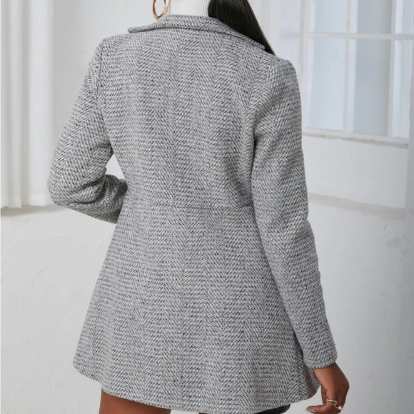 Luxe lapel collar tweed coat - Picture 3 of 6